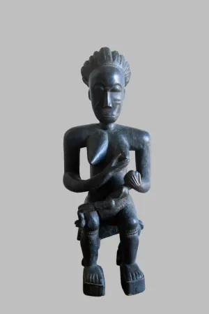Ashanti Seated Maternity Figure, Carved Wood, African Sculpture