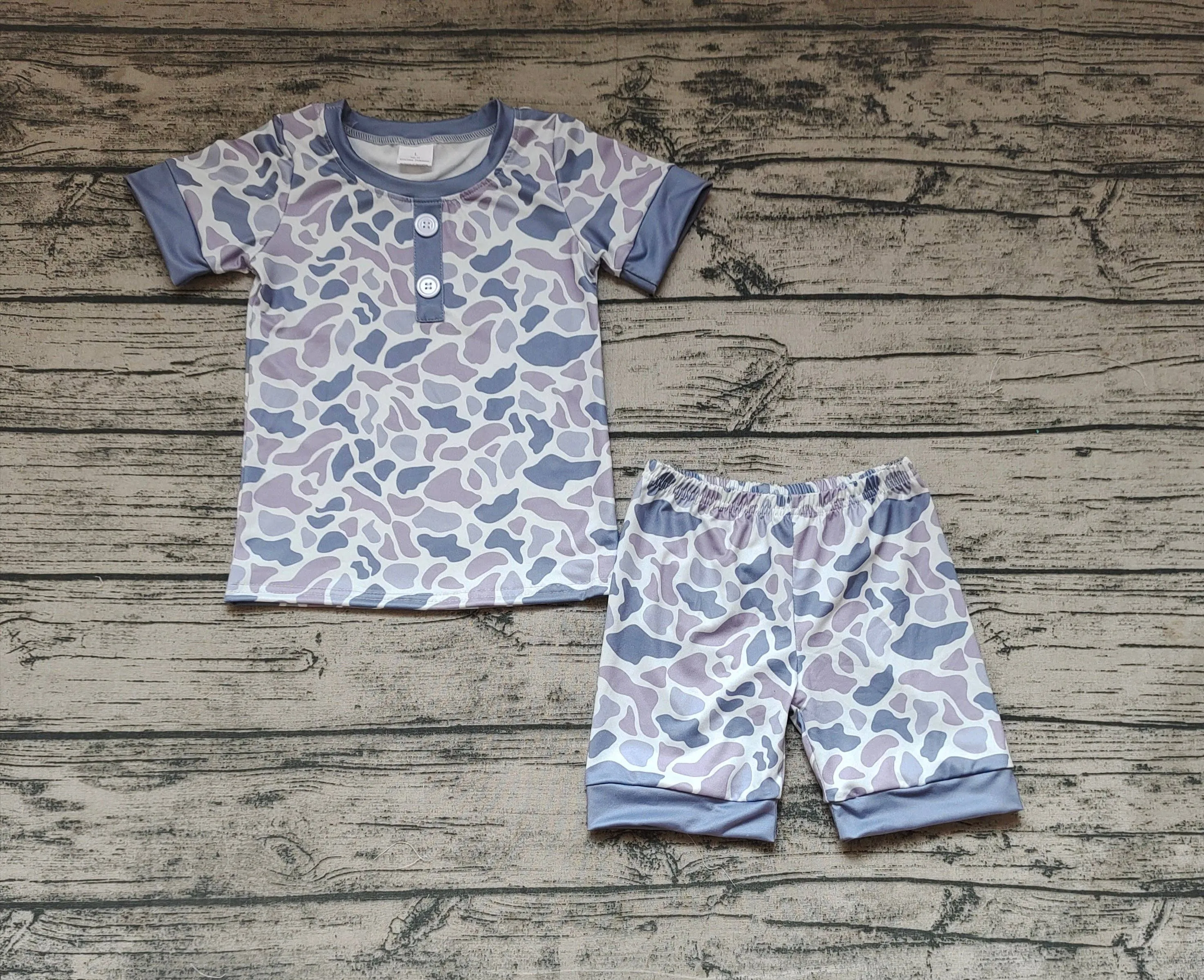 Baby Boys Camo Buttons Shirt Top Shorts Pajamas Clothes Sets: 3T