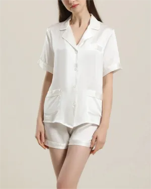 Button Up Silk Short Pajama Set