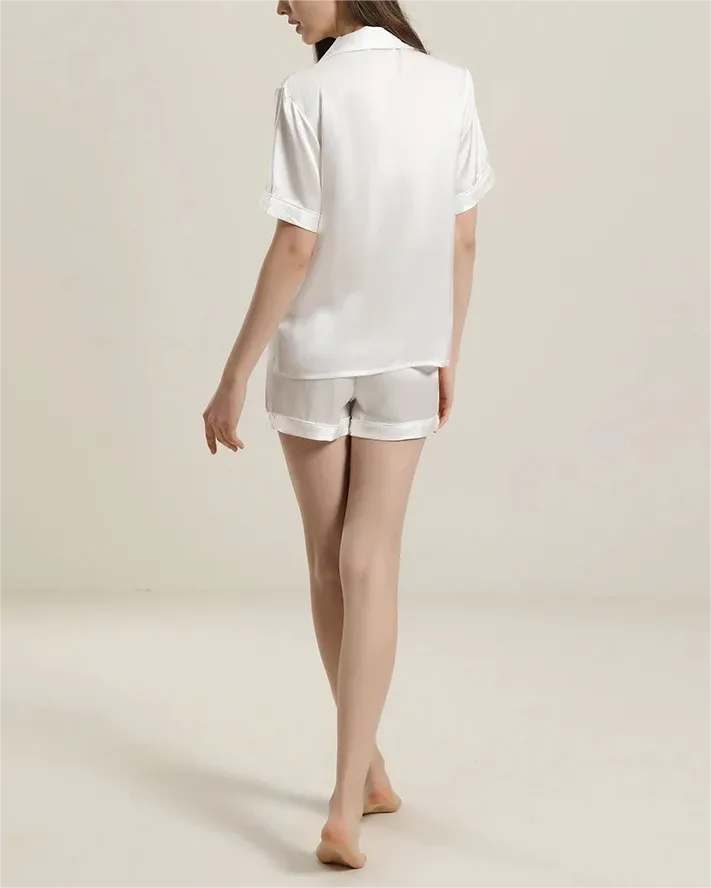 Button Up Silk Short Pajama Set