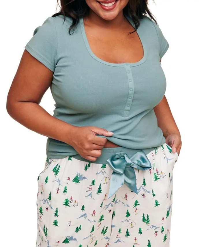 Caileigh Women's Plus Size Pajama Top & Adore Me Running Set White