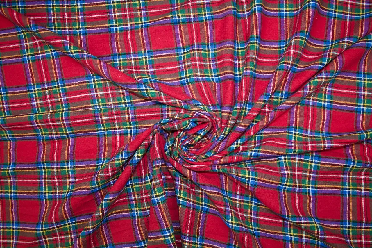 Classic Tartan Plaid Cotton Flannel - Red/Blue/Green/Yellow