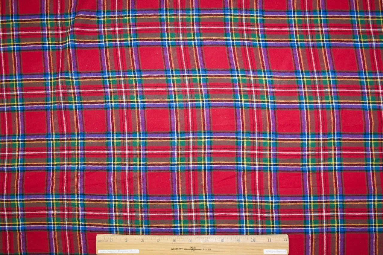 Classic Tartan Plaid Cotton Flannel - Red/Blue/Green/Yellow