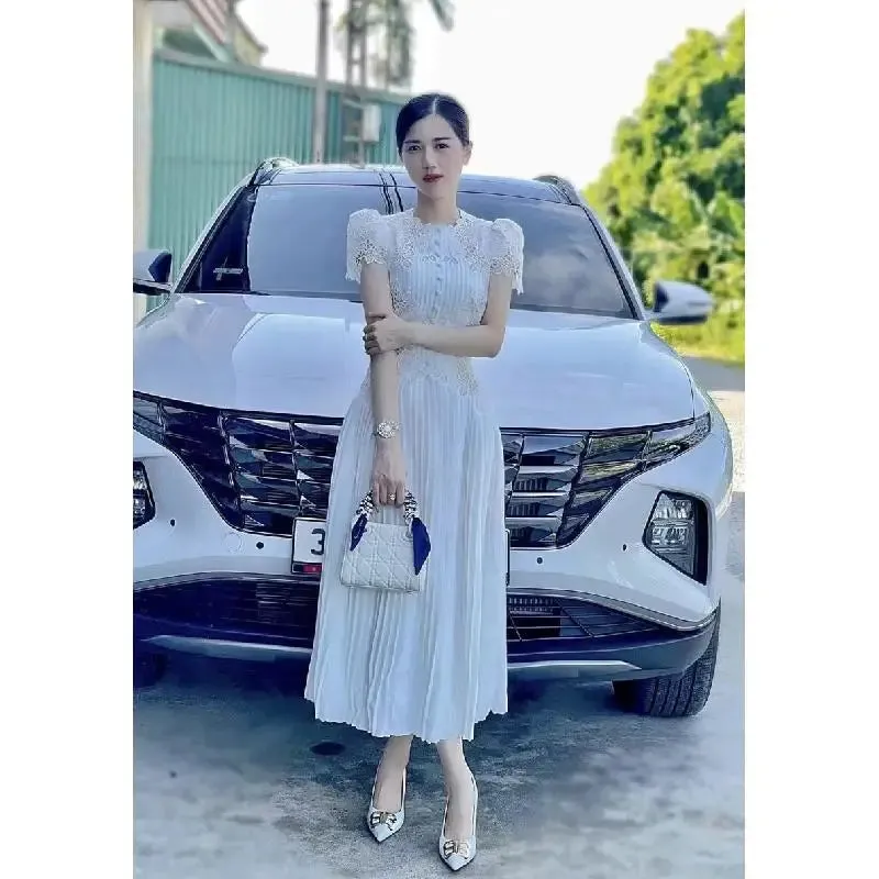 Dresses Women 2023 New Fashion White Sleeveless Summer Dress Ladies Lace Rose Embroidery Flower Elegant Long Dresses Vestidos
