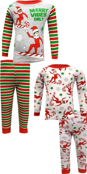 Elf on the Shelf Merry Vibes Only 4 Piece Cotton Pajamas
