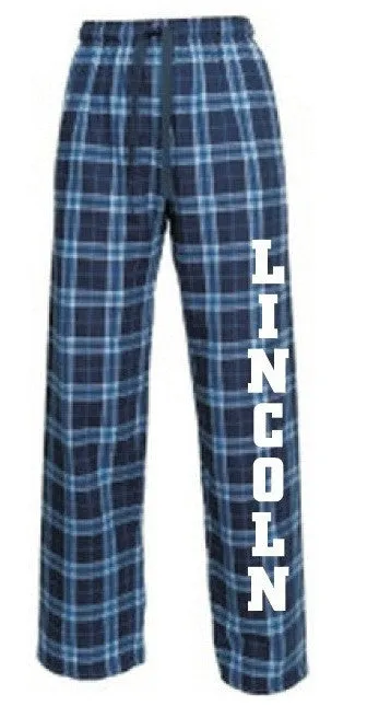 Flannel Pants <br>NAVY & LIGHT BLUE PLAID with WHITE INK