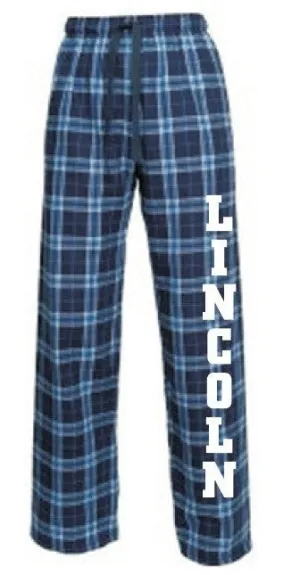 Flannel Pants <br>NAVY & LIGHT BLUE PLAID with WHITE INK