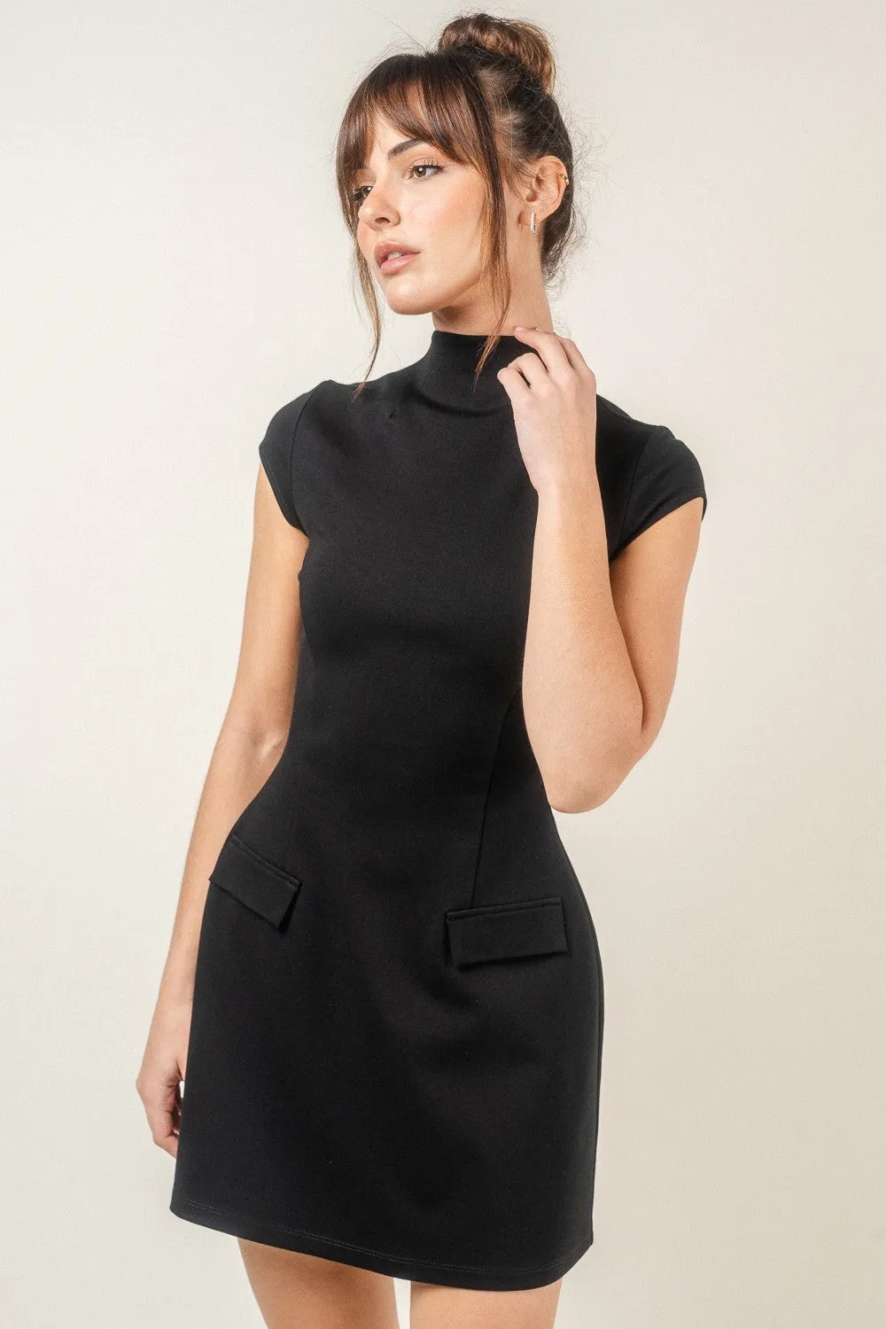 Fore Mock Neck Mini Dress