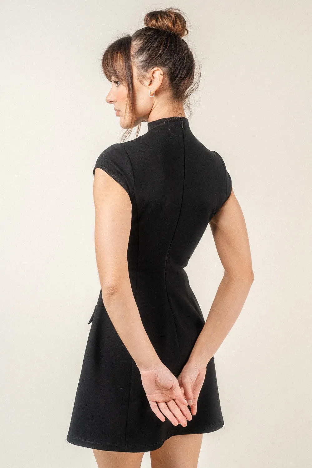 Fore Mock Neck Mini Dress