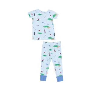 Golf Things Shortsleeve Loungewear Set - Blue