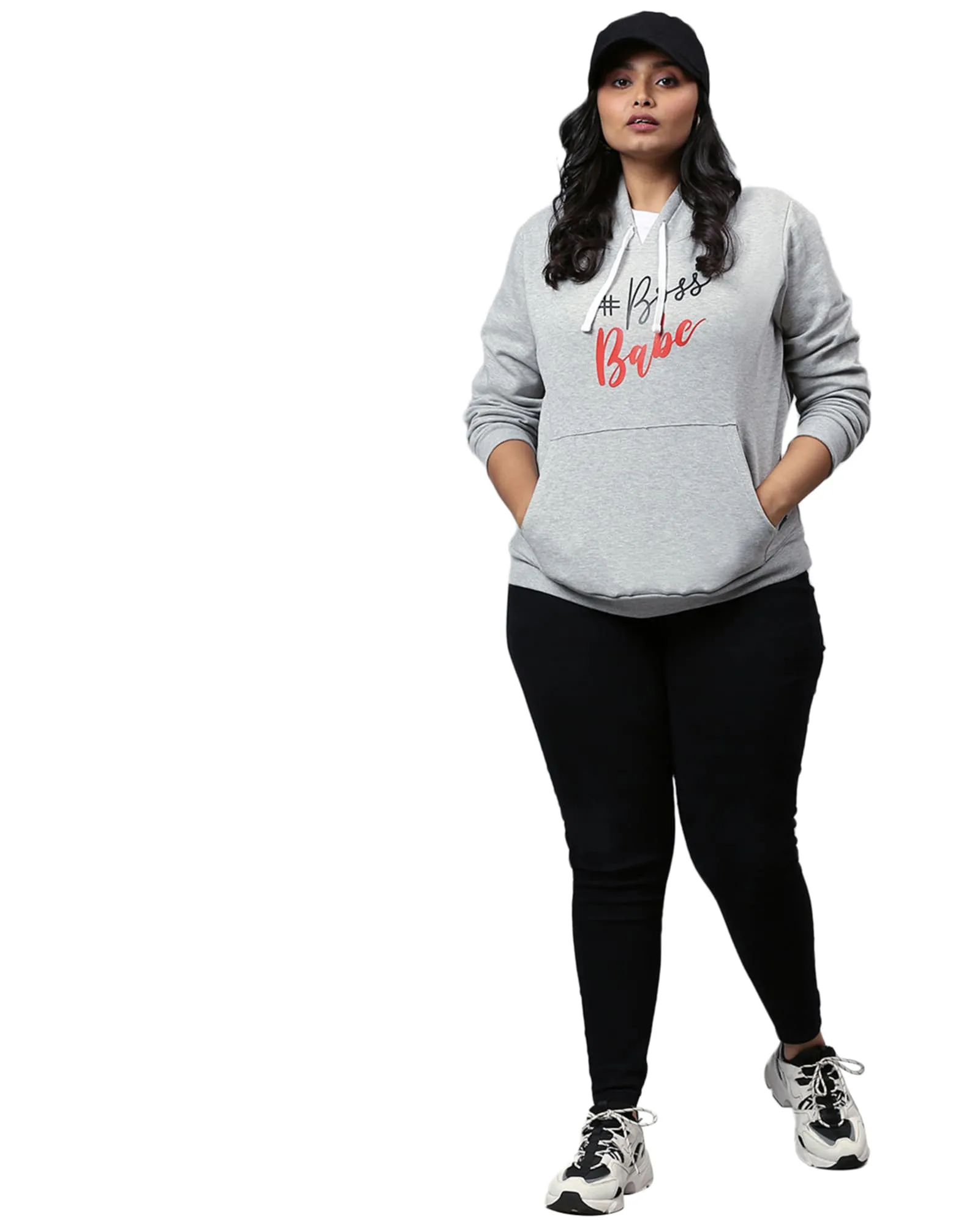 Grey "Boss Babe" Text Printed Sweatshirt | Light Grey