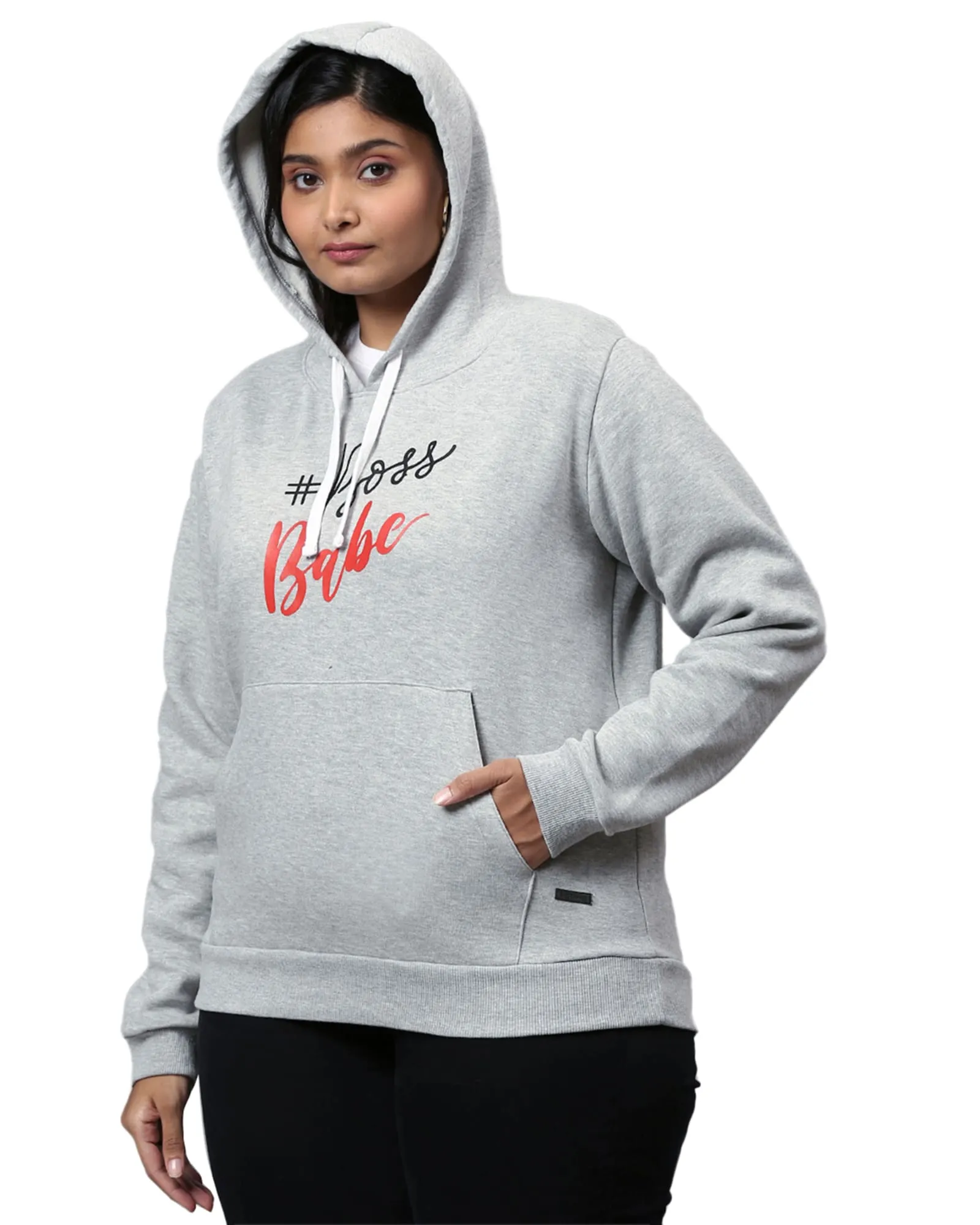 Grey "Boss Babe" Text Printed Sweatshirt | Light Grey