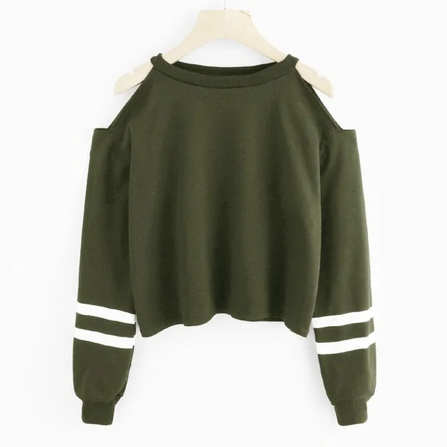 Hoodies For Women Off Shoulder Long Sleeve O-neck Casual
