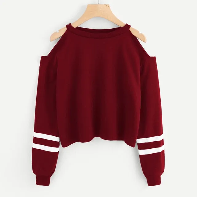 Hoodies For Women Off Shoulder Long Sleeve O-neck Casual