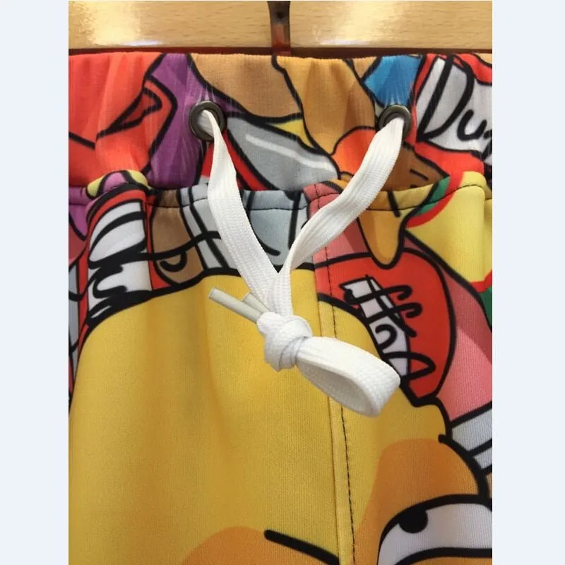 Humorous 3D Cartoon Print Joggers