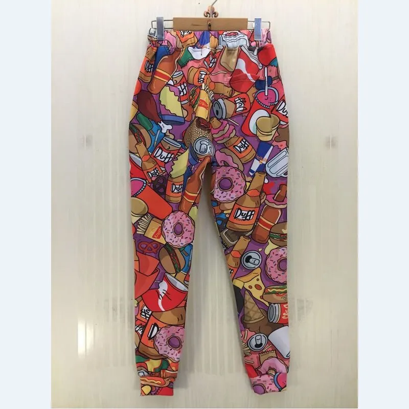 Humorous 3D Cartoon Print Joggers