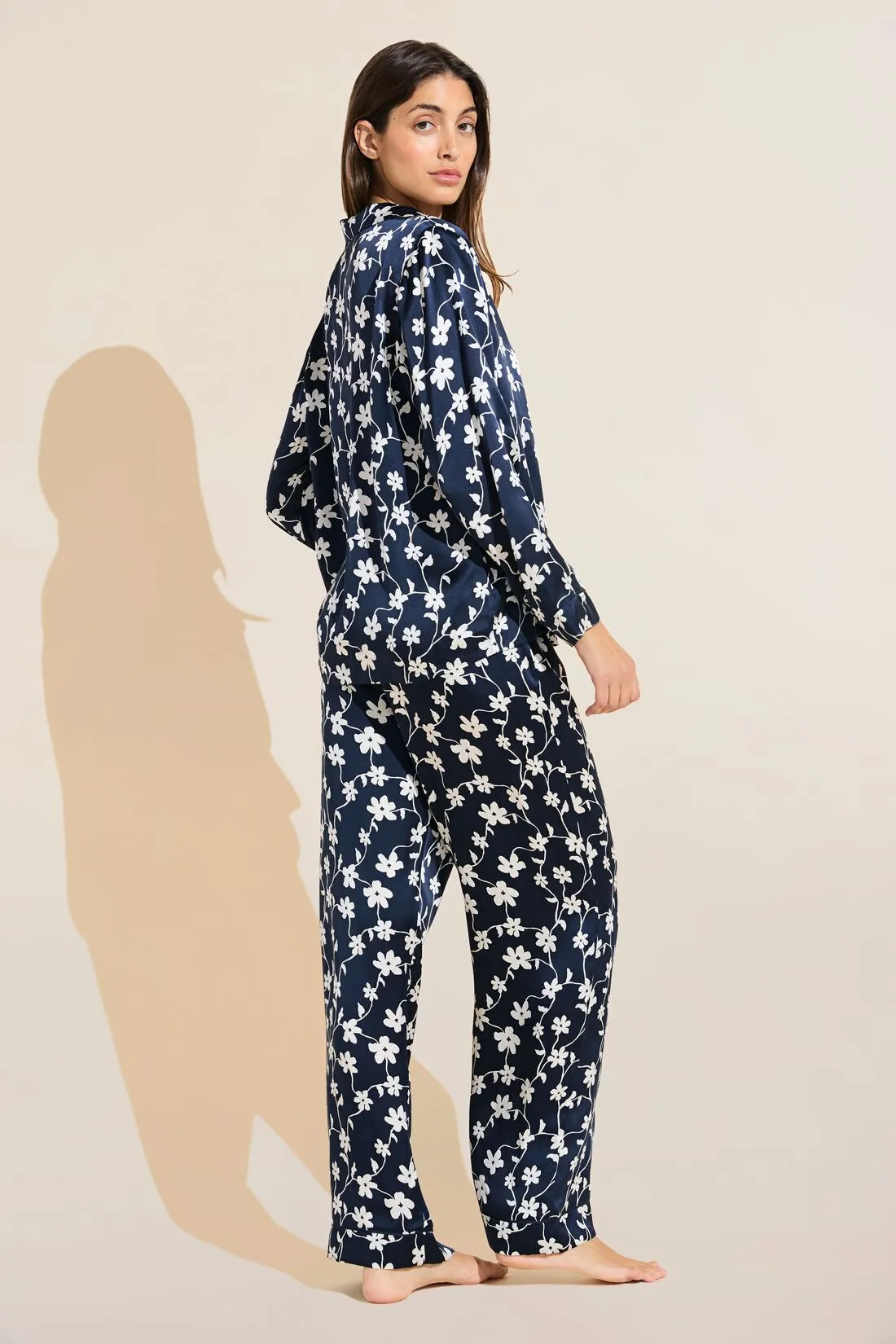 Inez Washable Silk Printed Long PJ Set