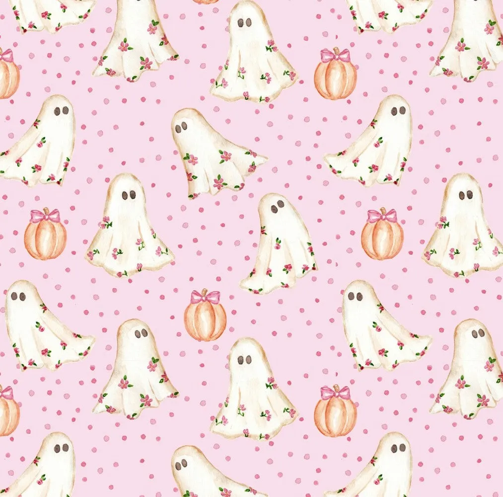 James & Lottie Girls Lounge Set - Pink Halloween Ghosts