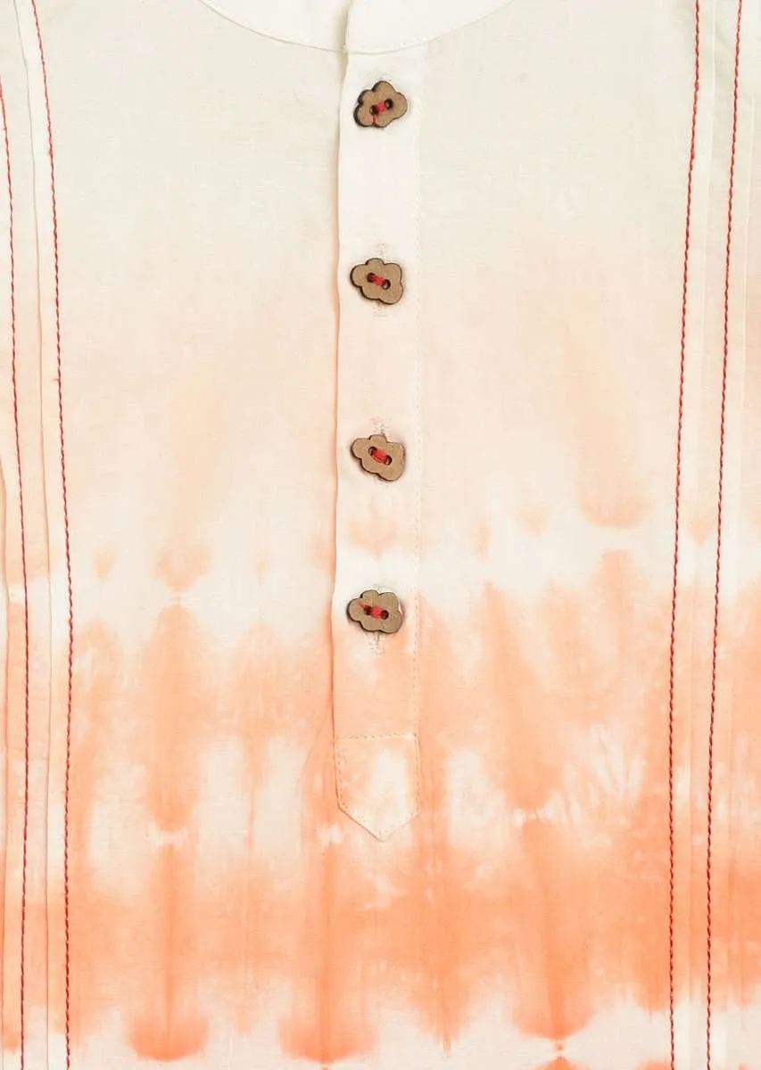 Kalki Boys Orange Ombre Kurta In Cotton With Shibori Tie - Dye Print By Tiber Taber