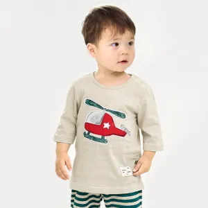 Kids Summer Short Shirt Cotton Pajamas Set - Helicopter