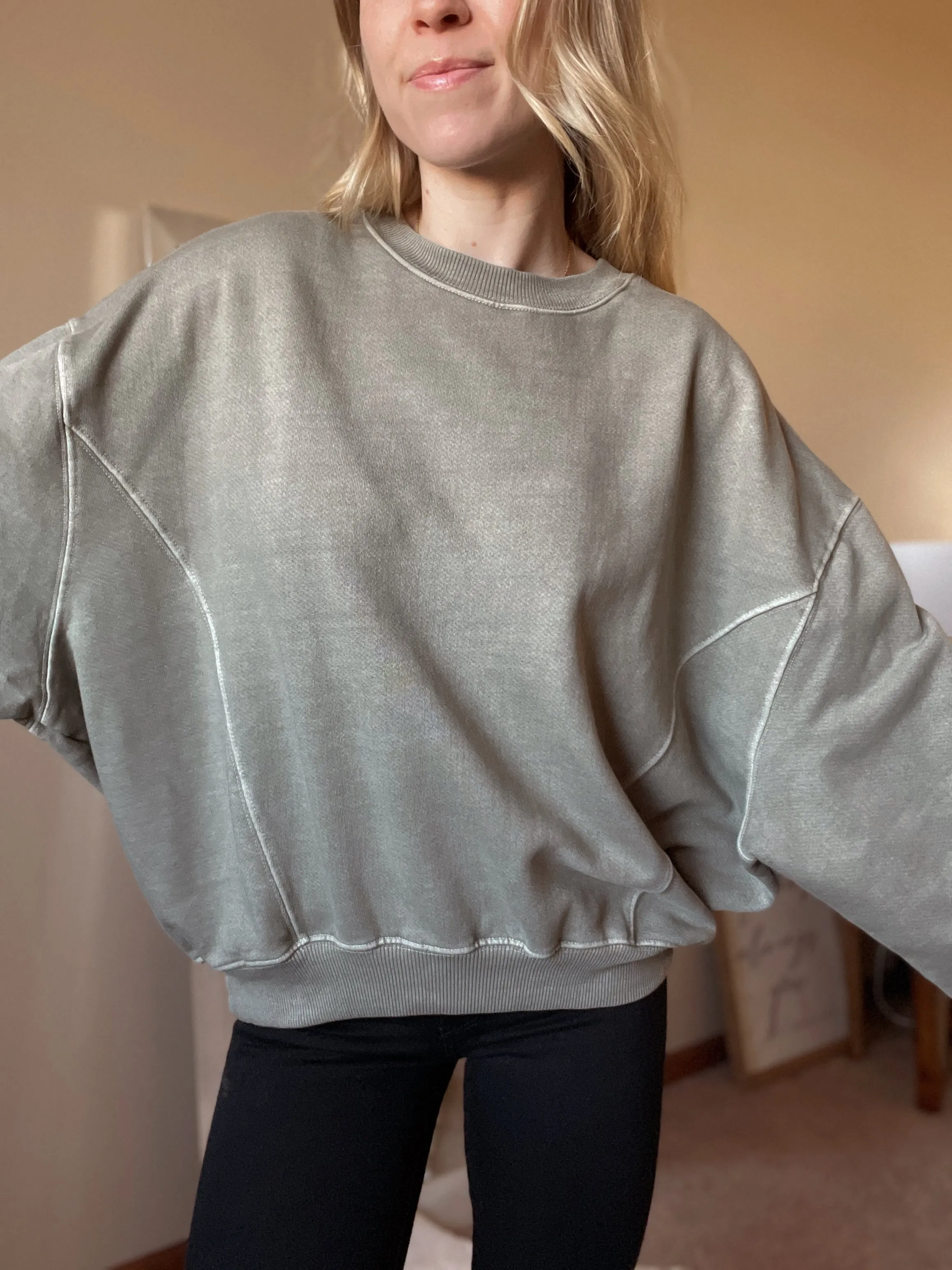 Lazy Days Pigment Washed Olive Sweatshirt