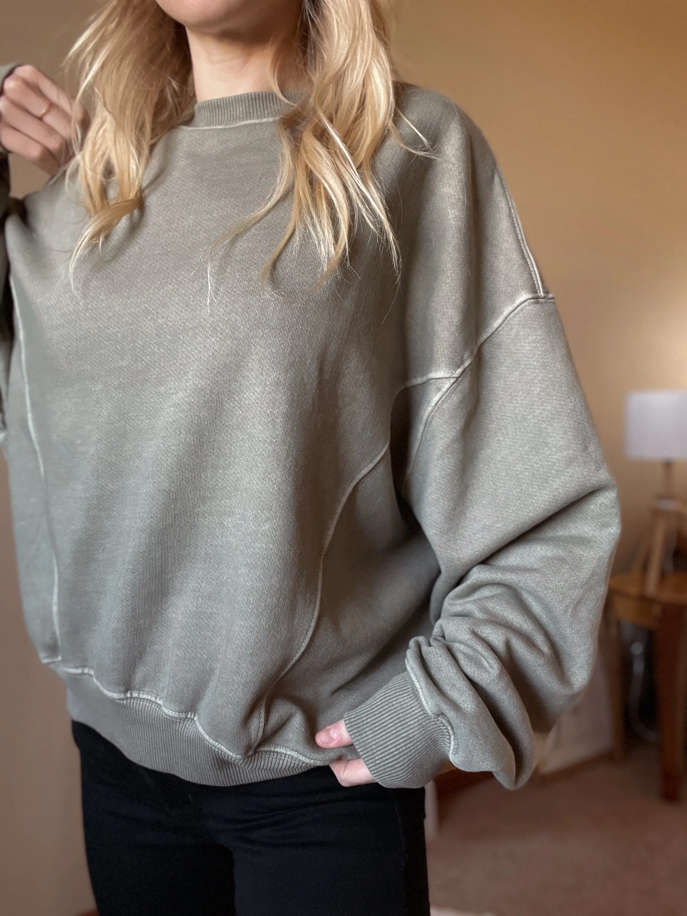 Lazy Days Pigment Washed Olive Sweatshirt