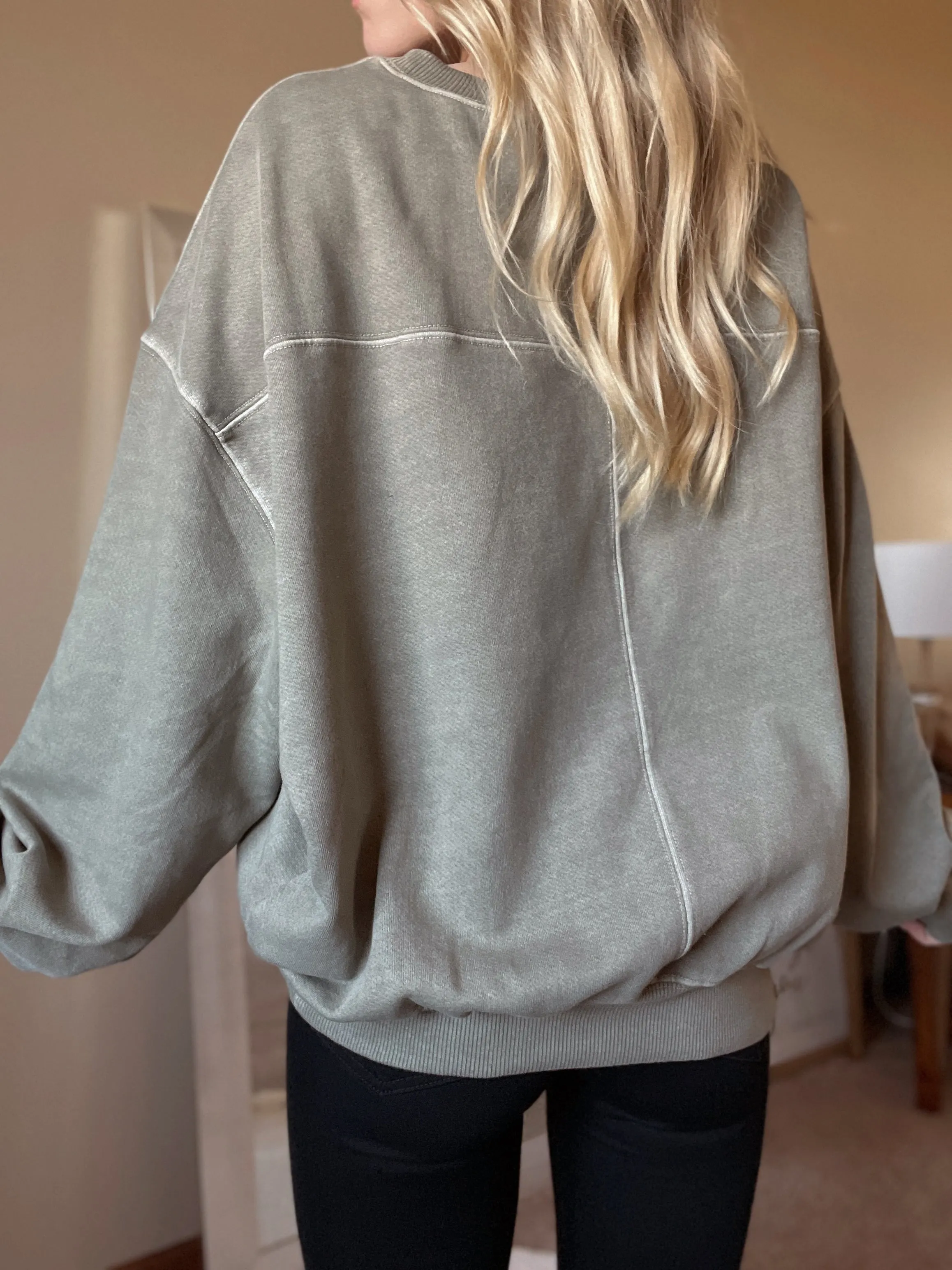 Lazy Days Pigment Washed Olive Sweatshirt