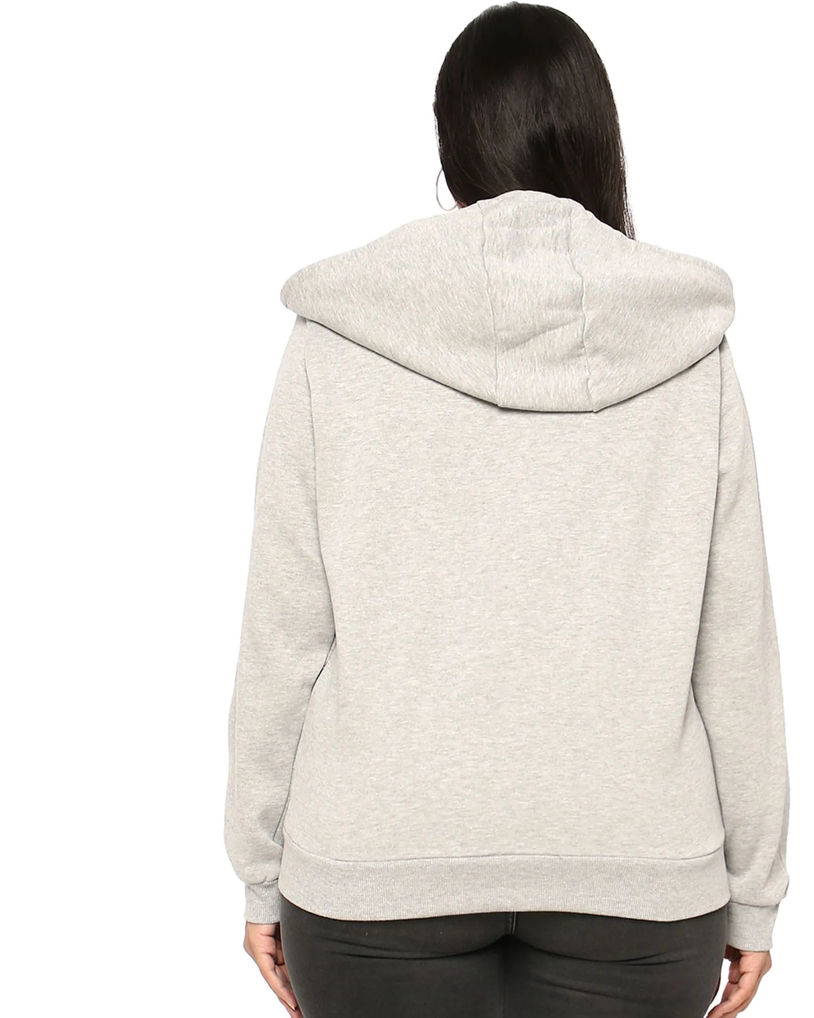 Light Grey Hooded "no bad vibes" Printed Sweatshirt | Light Grey
