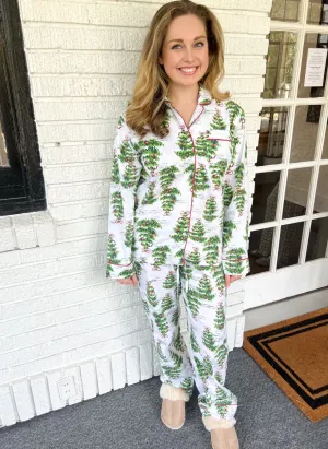 Long Flannel PJ Set - Evergreens