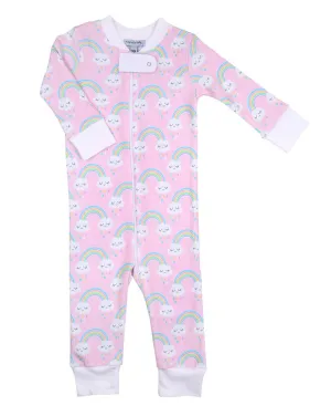 Magnolia Baby Girls Pink Sweet Rainbows Bamboo Zipped Pajamas
