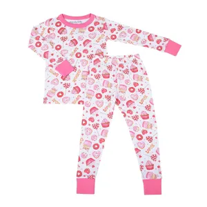 Magnolia Baby Girls Pink XOXO Valentine Sweets Long Pajamas