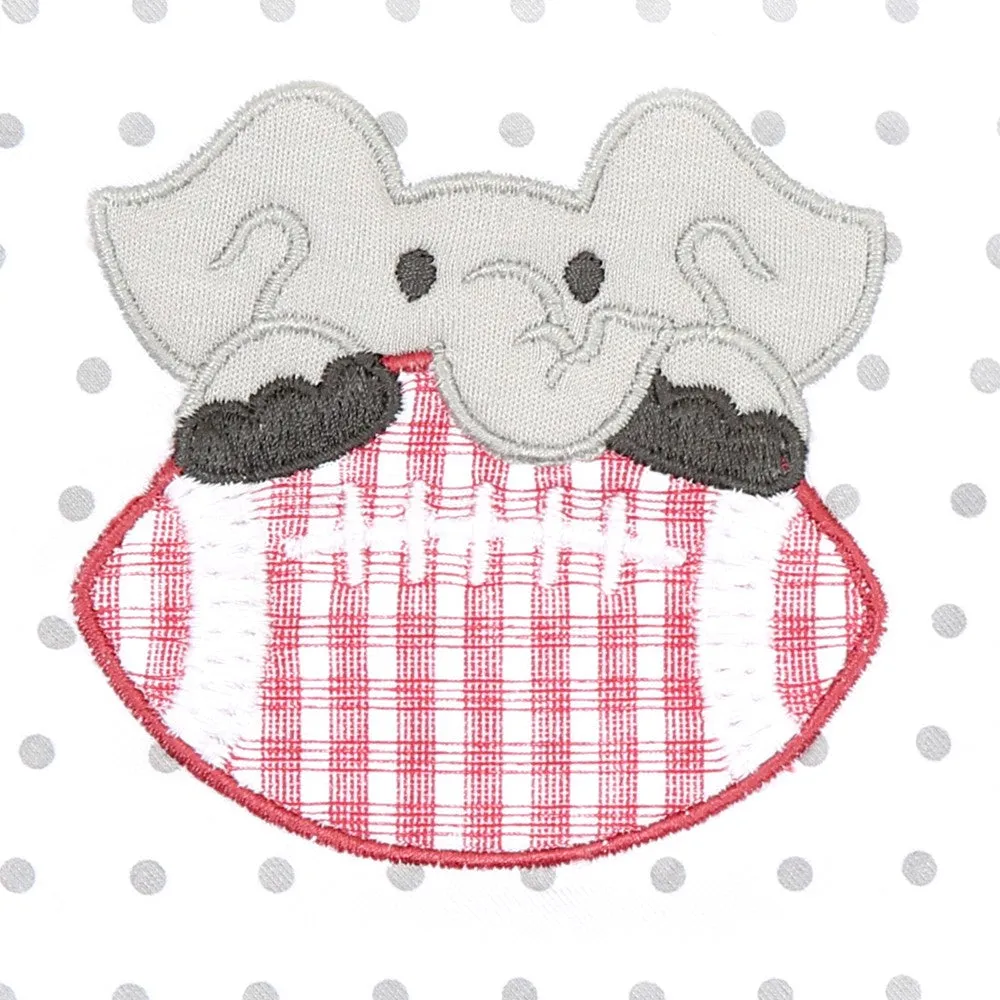 Magnolia Baby Gray Dots - Red Alabama Elephant Football Applique Pajamas