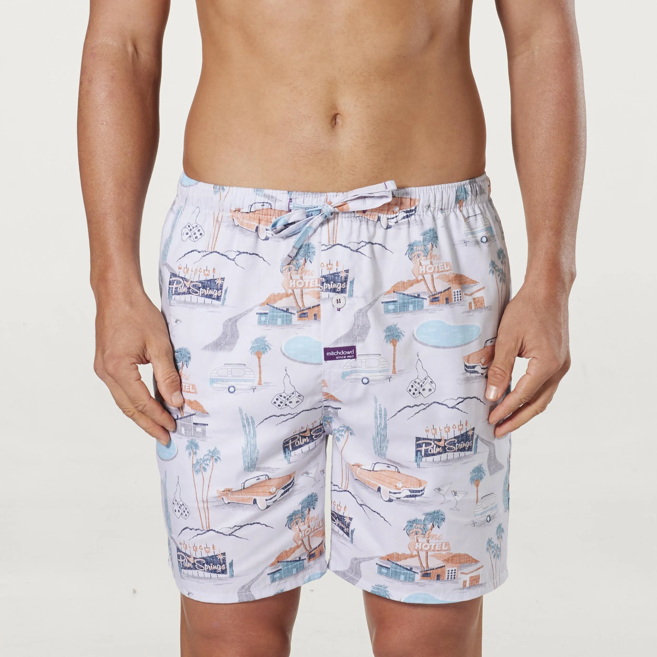 Men's Palm Springs Cotton Sleep Shorts - White