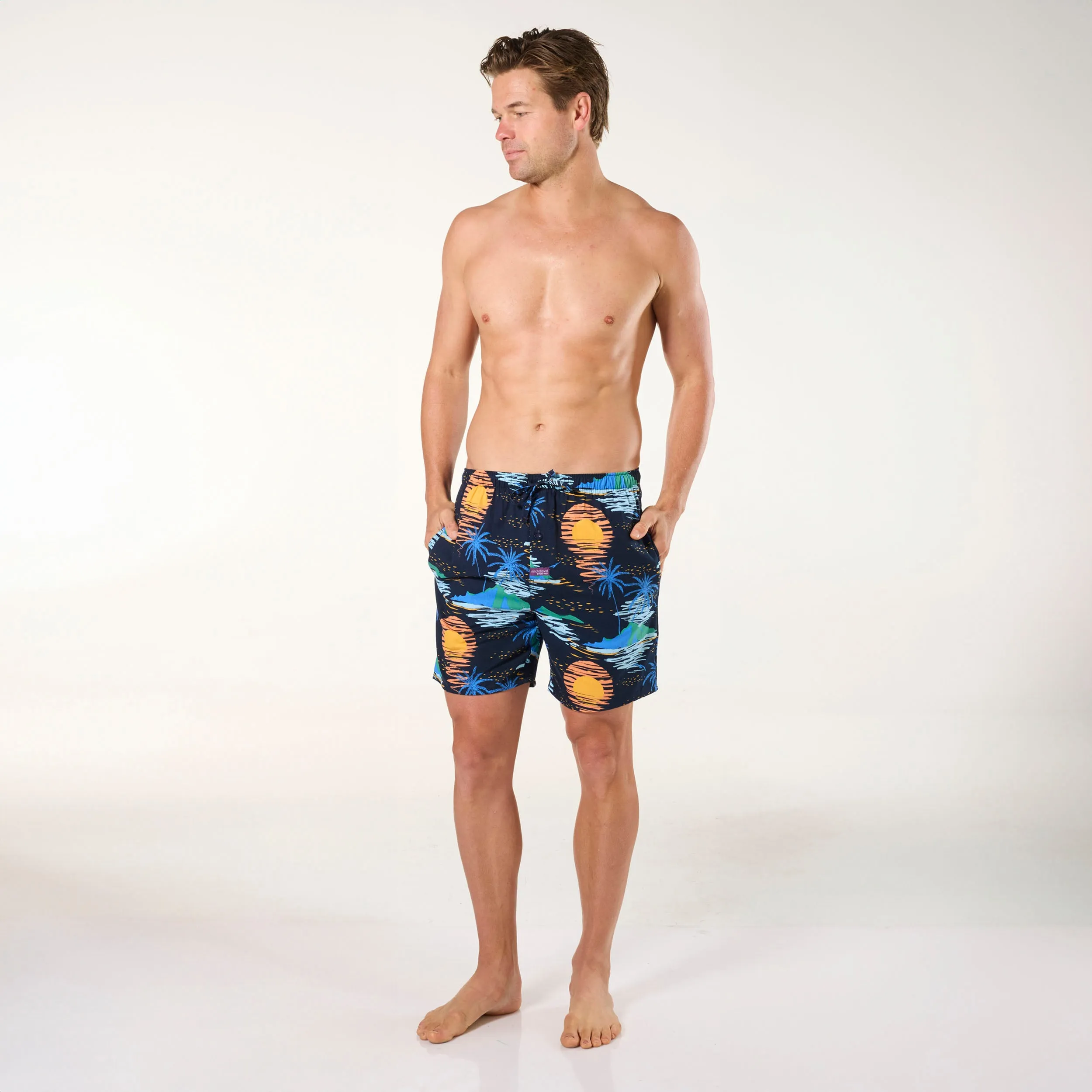 Men's Setting Sun Cotton Sleep Shorts - Navy