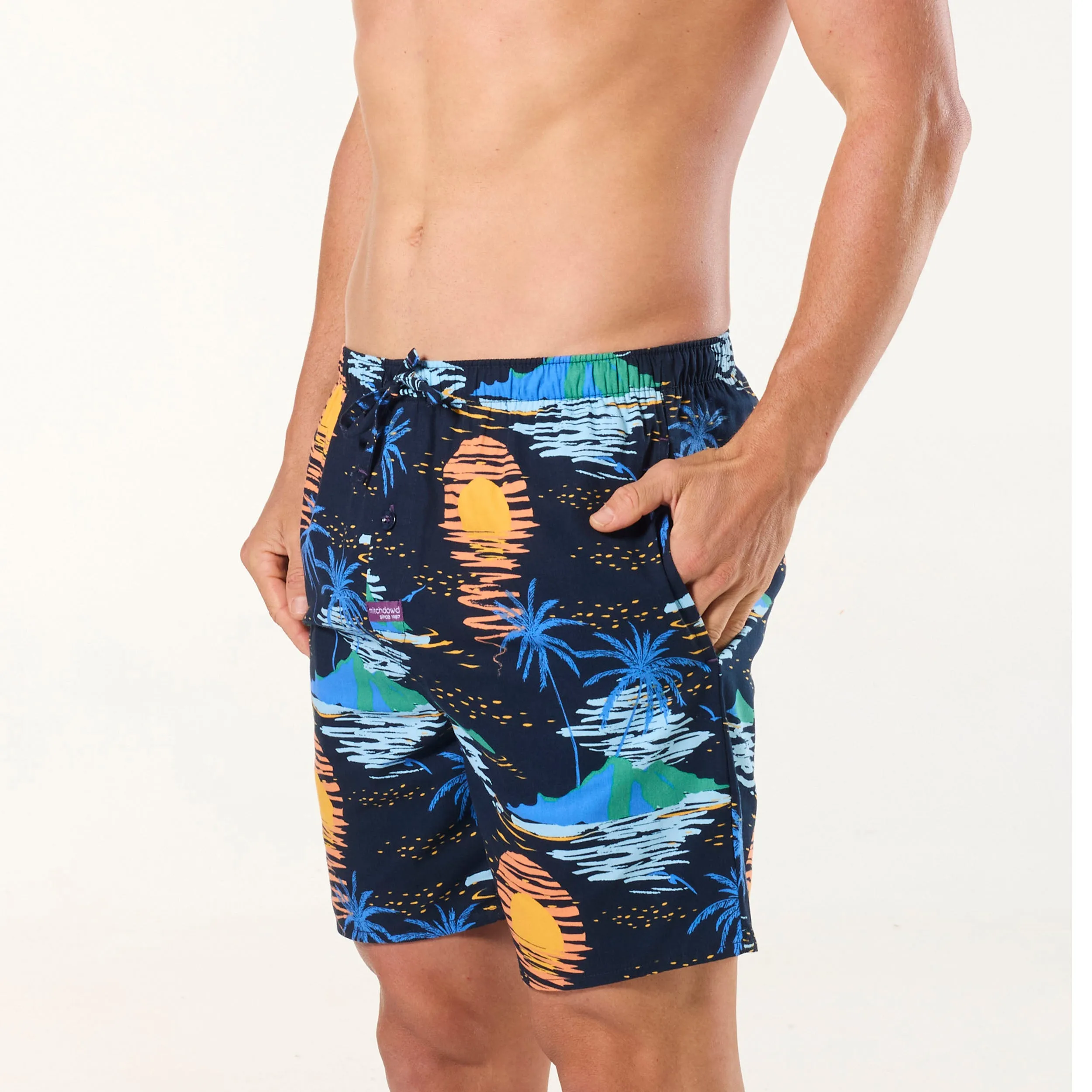Men's Setting Sun Cotton Sleep Shorts - Navy