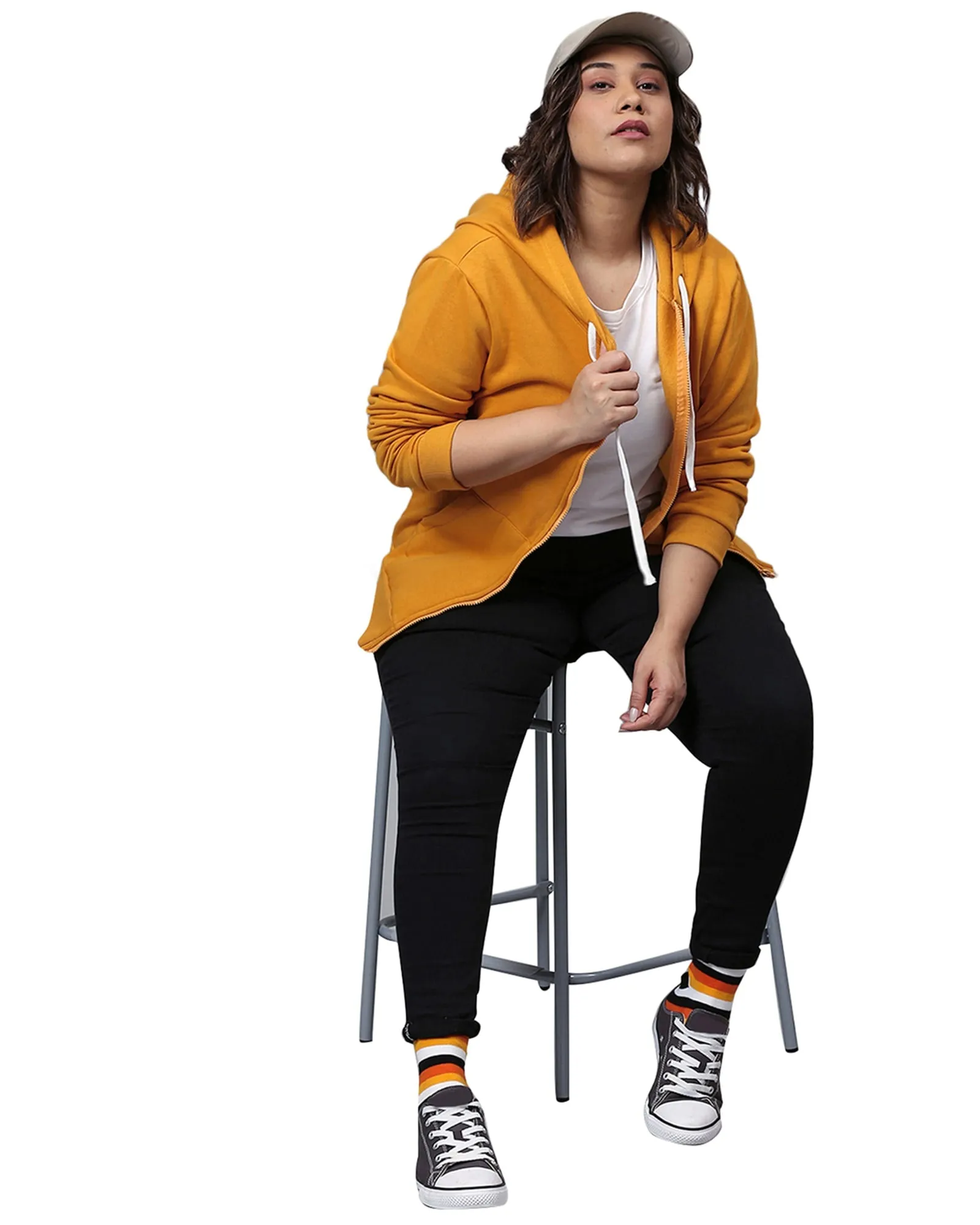 Mustard Front Zipper Sweatshirt | Mustard
