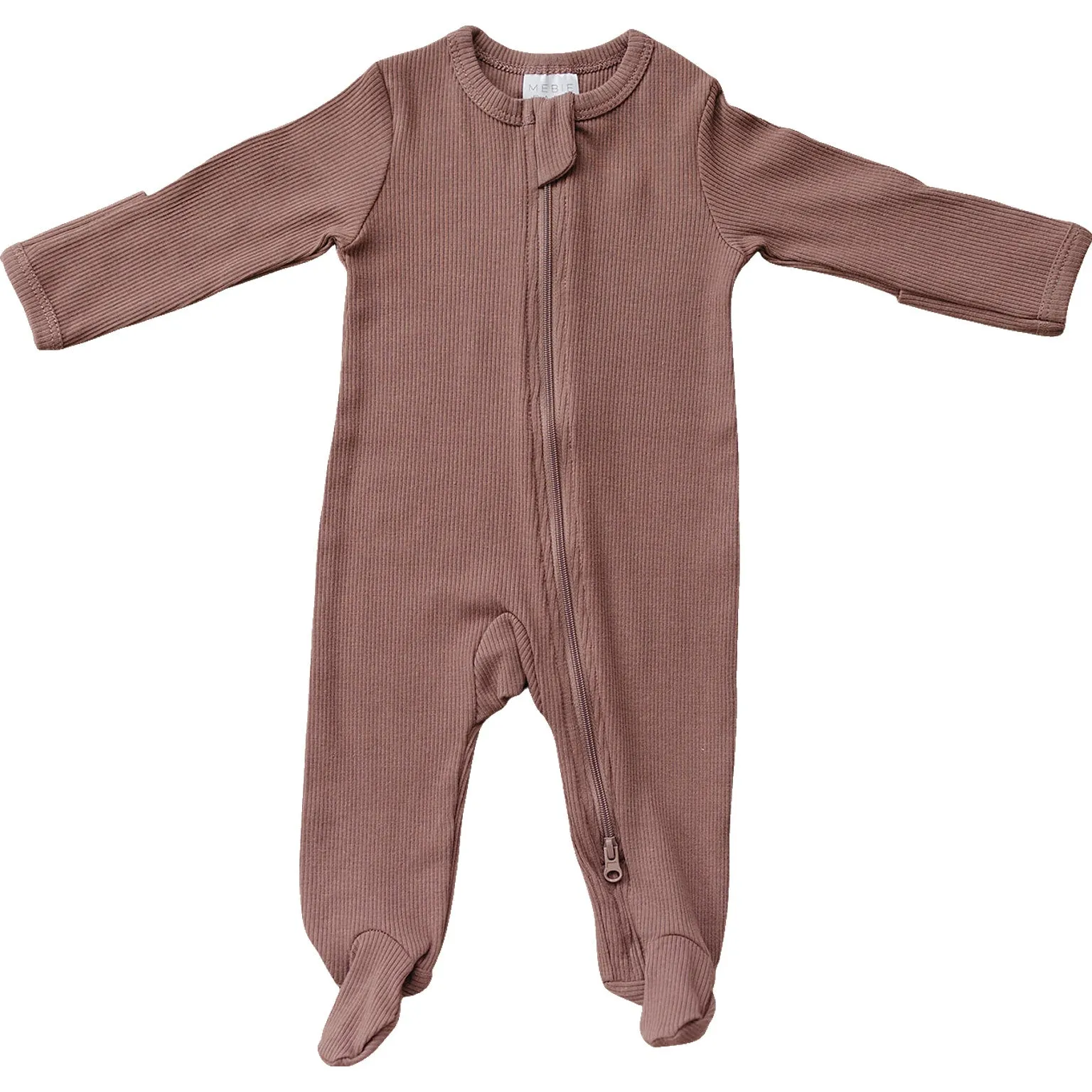 Plum Organic Cotton Ribbed Zipper