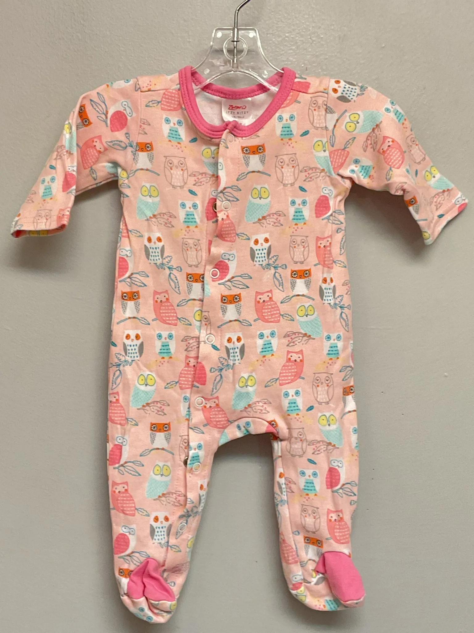 Size 3M Pink Owl Cotton Infant Girls Pajamas