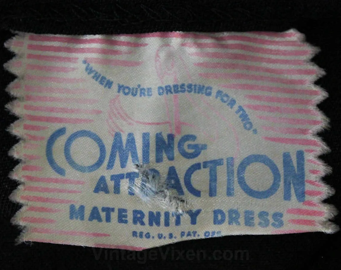 Size 8 1930s Maternity Dress - Black Rayon Crepe & Sequins Soutache - Short Sleeve Authentic 30s Cocktail - Dressing For Two Label - Bust 35