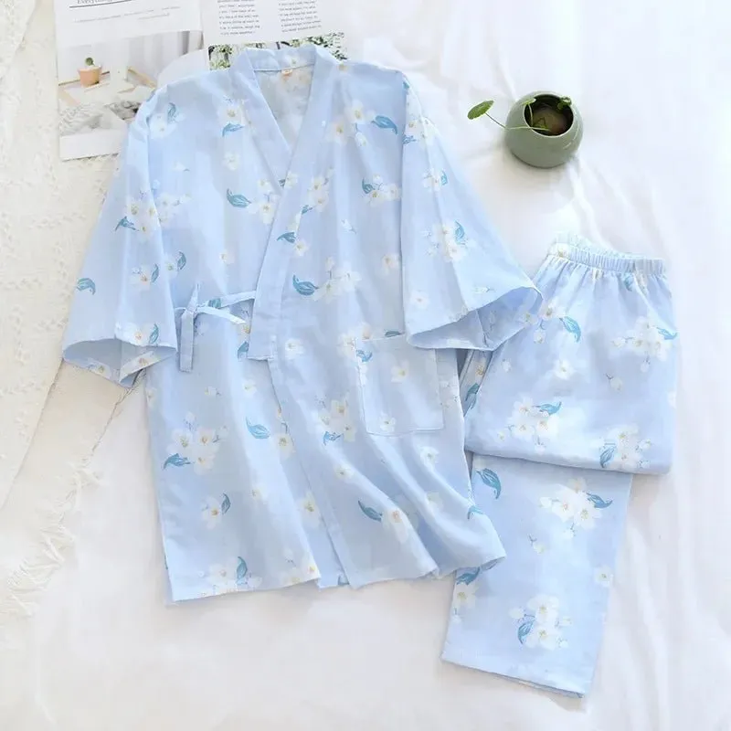 Style Kimono Pajama Set - 100% Cotton Gauze.