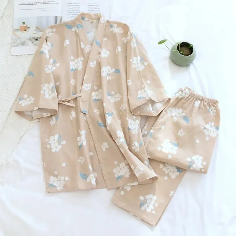 Style Kimono Pajama Set - 100% Cotton Gauze.