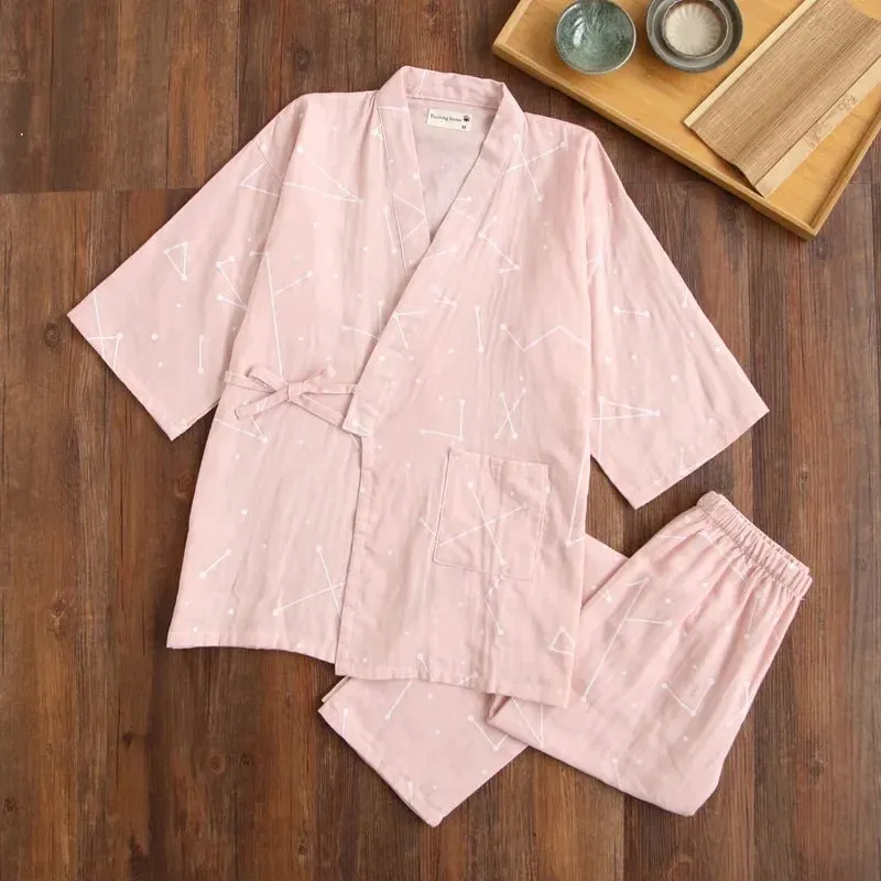 Style Kimono Pajama Set - 100% Cotton Gauze.