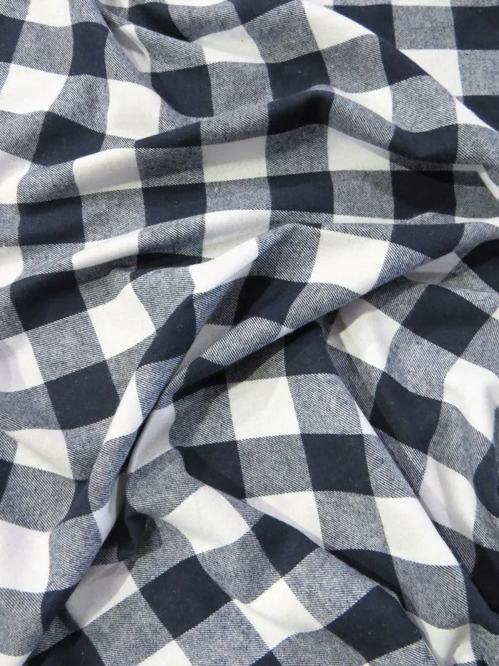Tartan Plaid Uniform Apparel Flannel Fabric / Buffalo Navy / Sold By The Yard