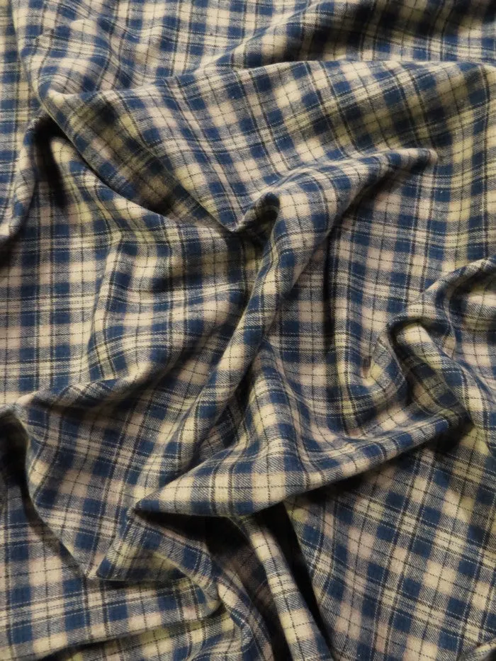 Tartan Plaid Uniform Apparel Flannel Fabric / Khaki/Blue