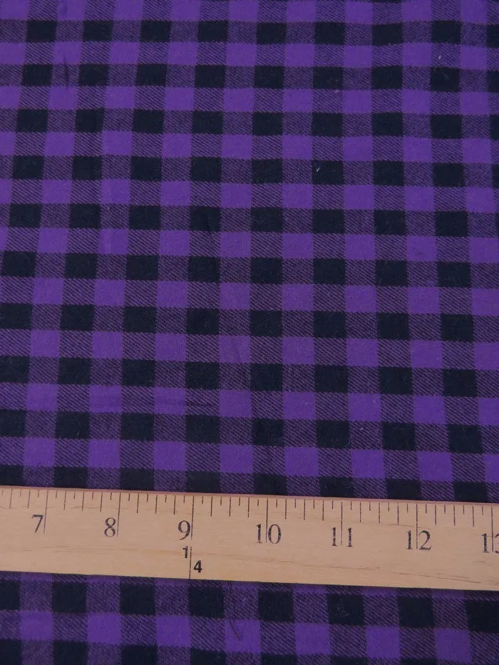 Tartan Plaid Uniform Apparel Flannel Fabric / Mini Buffalo Purple/Black / Sold By The Yard