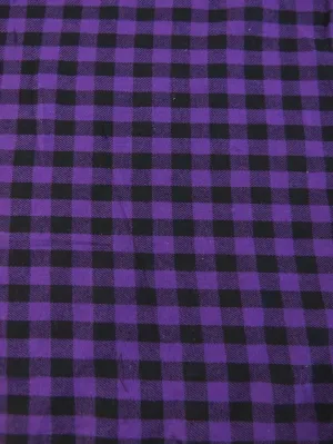 Tartan Plaid Uniform Apparel Flannel Fabric / Mini Buffalo Purple/Black / Sold By The Yard