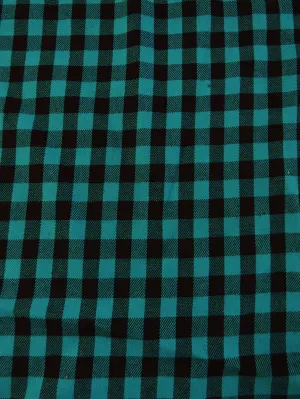 Tartan Plaid Uniform Apparel Flannel Fabric / Mini Buffalo Turquoise/Black / Sold By The Yard