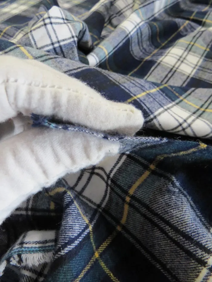 Tartan Plaid Uniform Apparel Flannel Fabric / Olive/Blue