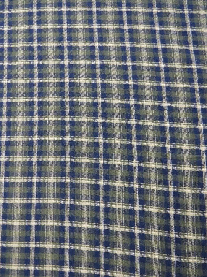 Tartan Plaid Uniform Apparel Flannel Fabric / Olive/Blue