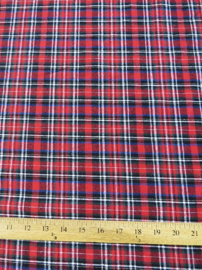 Tartan Plaid Uniform Apparel Flannel Fabric / Red/Black